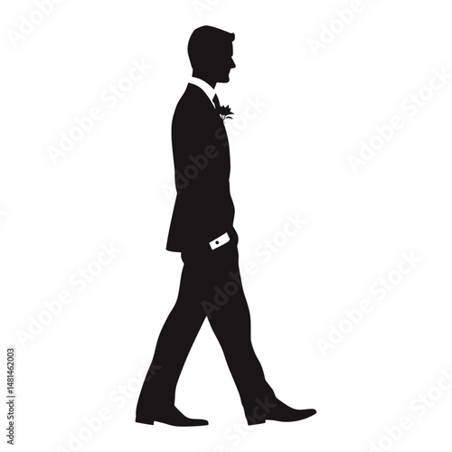 Groom silhouette black white vector