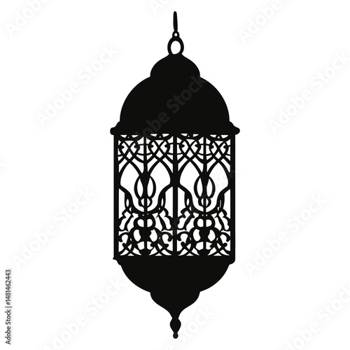 Arabic lantern silhouette black chandelier vector