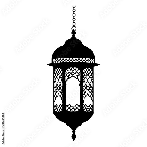 Arabic lantern silhouette black craftsmanship vector