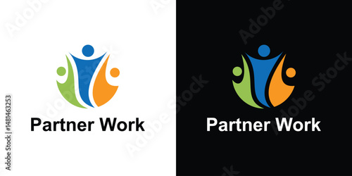 logo design combination team work and partnership,people,symbol,icon,idea,creative.