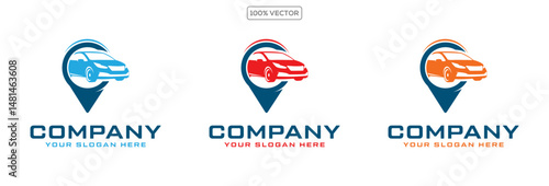 Combination logo from maps and car logo design concept vector illustration stock