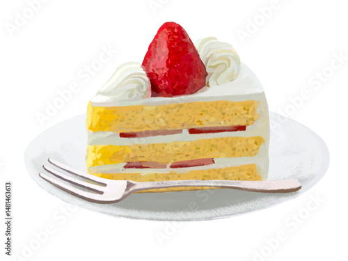Fotografía ショートケーキ（皿、フォーク付き）