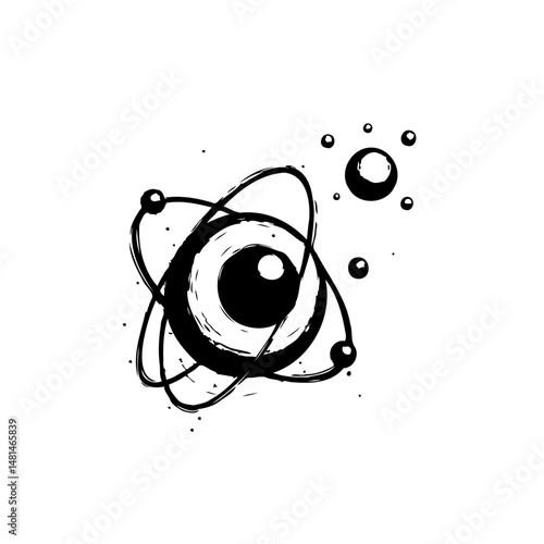 Abstract orbital design with eye-shaped nucleus conveys conceptual observation