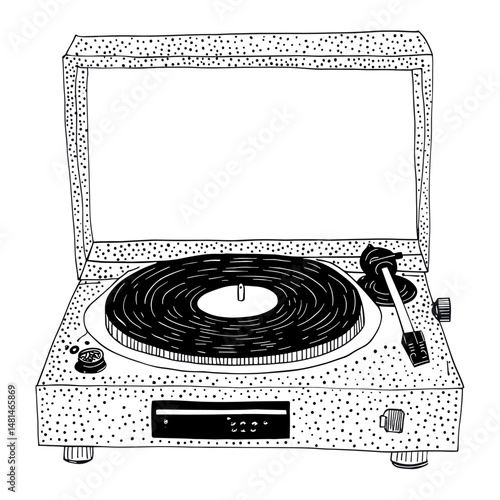 Record player illustration white electronics vector