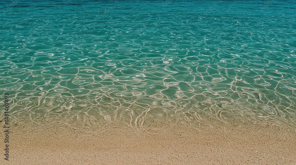 Fototapeta premium Beautiful clear turquoise ocean water meeting a sandy shoreline