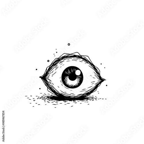 Monochrome sketched eye illustration evokes introspection and artistic expression