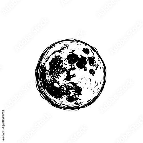 Detailed lunar surface sketch depicting craters and celestial topography exploration
