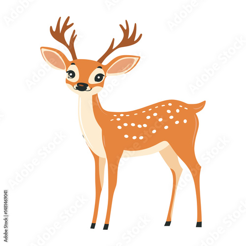 Vector illustration of White-tailed Deer deer wildlife cartoon vector