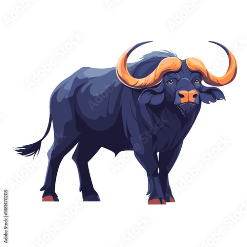 Vector illustration of African Buffalo buffalo wildlife animal vector