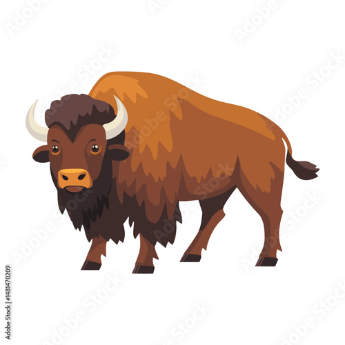 Vector illustration of American Bison bison cartoon animal vector