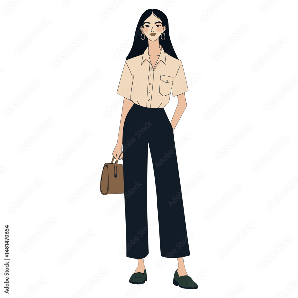 Woman illustration accessories fashionable vector Woman illustration accessories fashionable vector