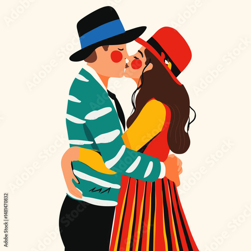 A couple dressed formally about to kiss colors woman art vector