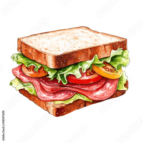 Sandwich illustrations vintage-inspired background white vector
