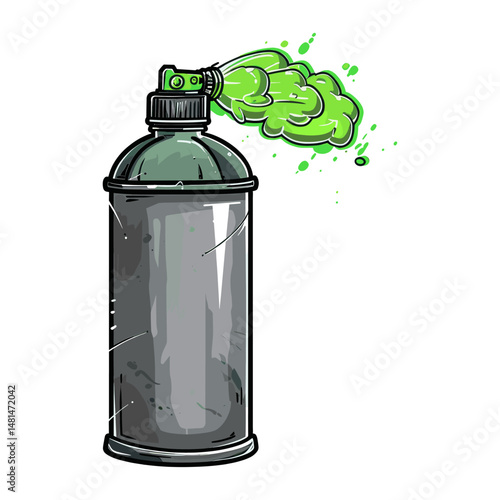 Spray paint ca illustration green tin vector