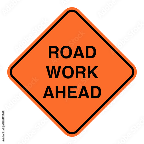 Vector Road Work Ahead Road Sign Illustration