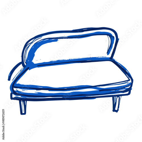 Outline of a Daybed furniture blue art vector