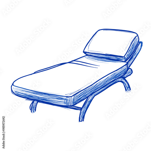 Outline of a Daybed furniture drawing sketch vector