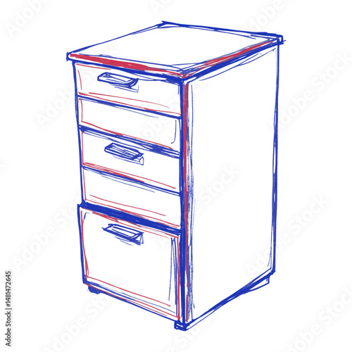 Outline of a Filing cabinet furniture drawer style vector