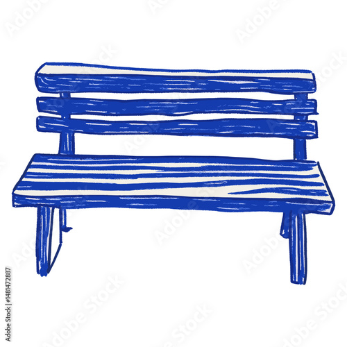 Outline of a Bench bench simple blue vector