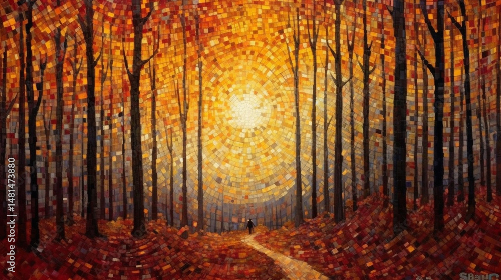 an intensely colored autumnal noon scene an intensely colored autumnal noon scene