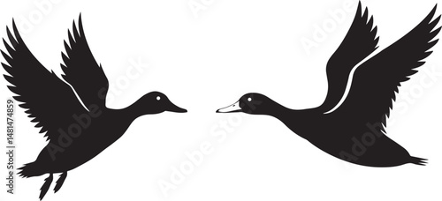 Flying Ducks Silhouette Vector Art