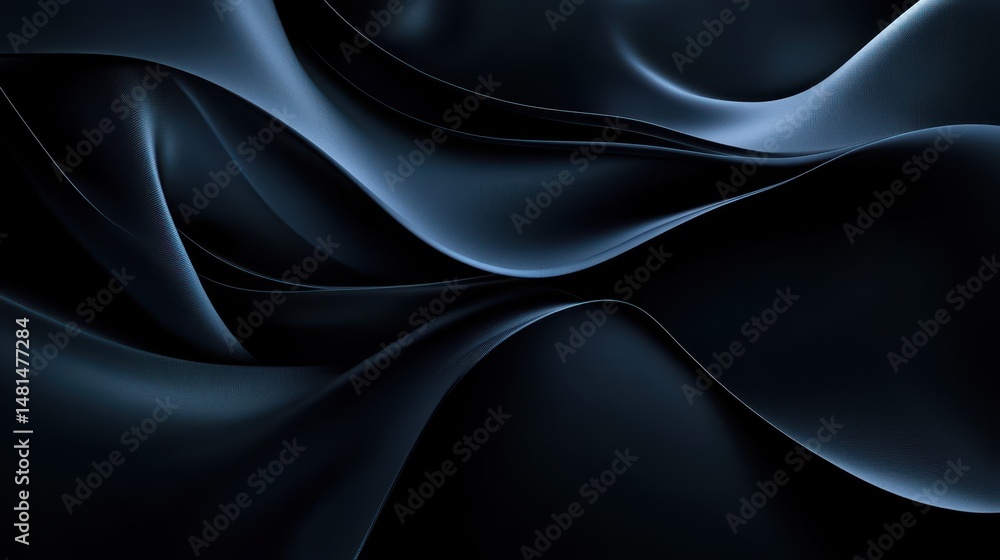 Obraz premium Black Curve. Rich and Luxurious Silk Abstract Background with Elegant Wavy Folds