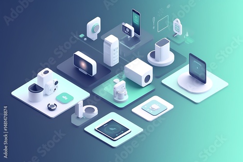 Smart Home Devices Isometric View.