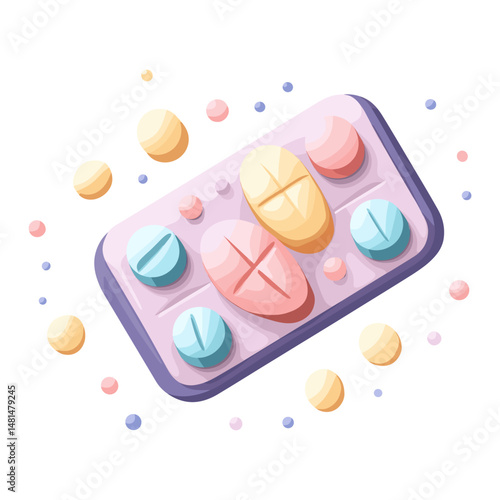 Birth control pills illustration medication pharmaceutical vector