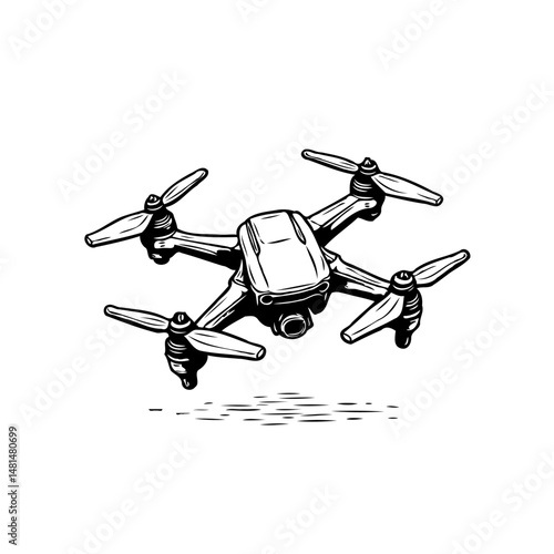 Monochromatic drone illustration conveying modern technology and innovation concept