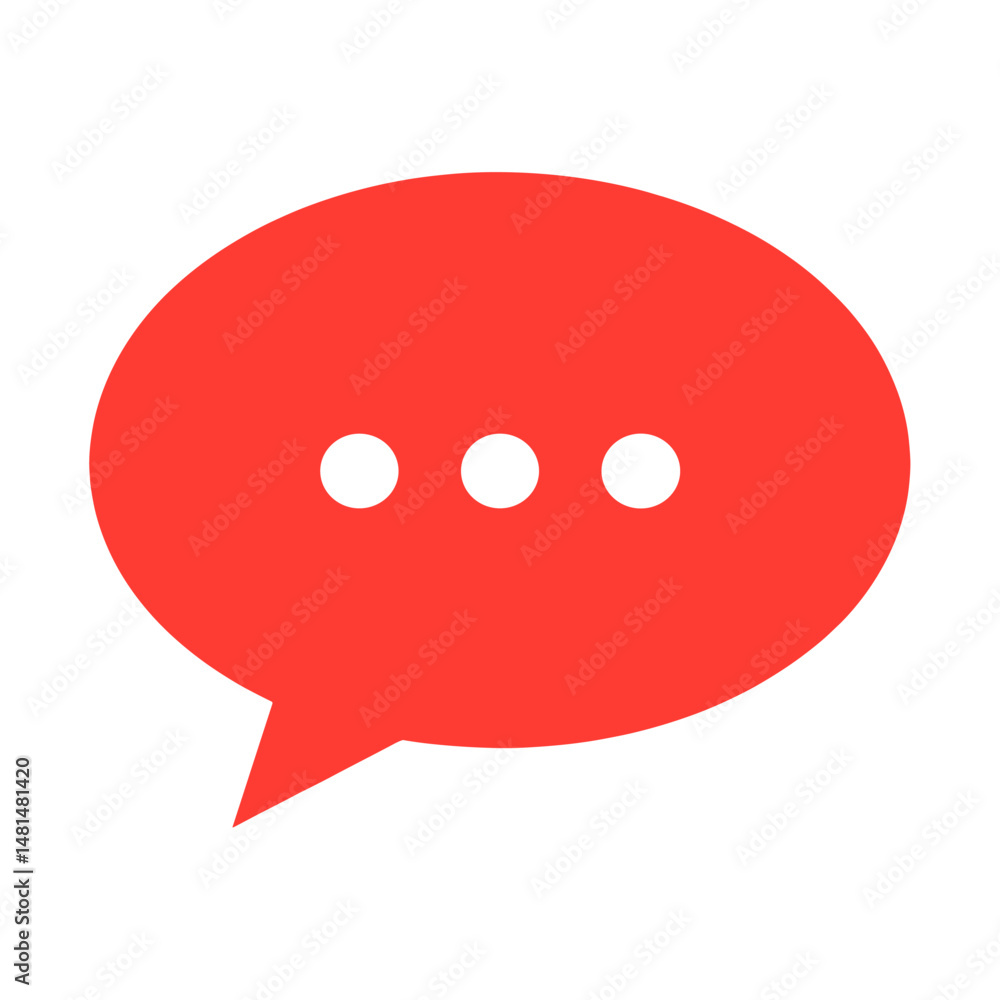 A red speech bubble icon communication conversation message vector A red speech bubble icon communication conversation message vector