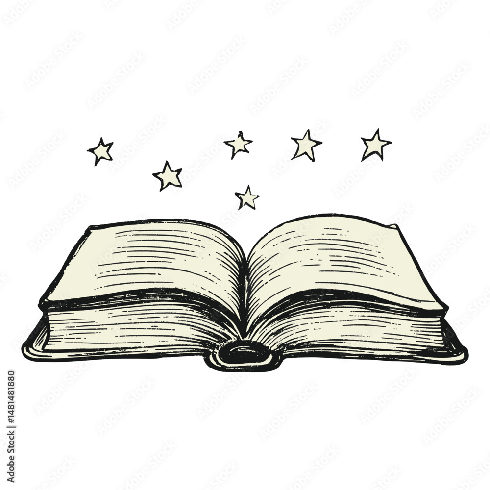 Obraz premium Opened book stars open illustration vector