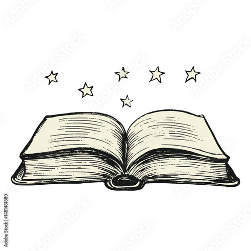 Opened book stars open illustration vector