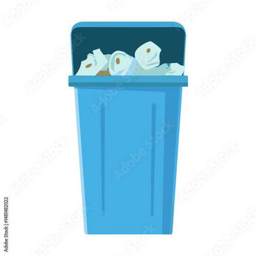 Blue bin recycle paper waste environmental vector