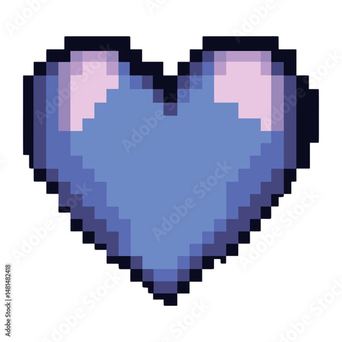 Blue heart design pixel pixelated vector
