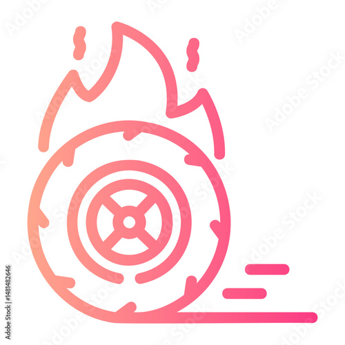 tire fire Line Gradient Icon