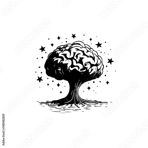 Brain tree concept symbolising growth intelligence knowledge and learning
