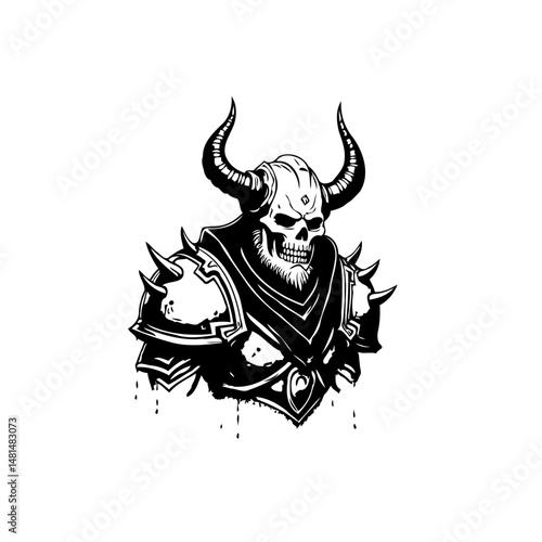 Monochromatic warrior visage conveying raw strength and imposing dominance