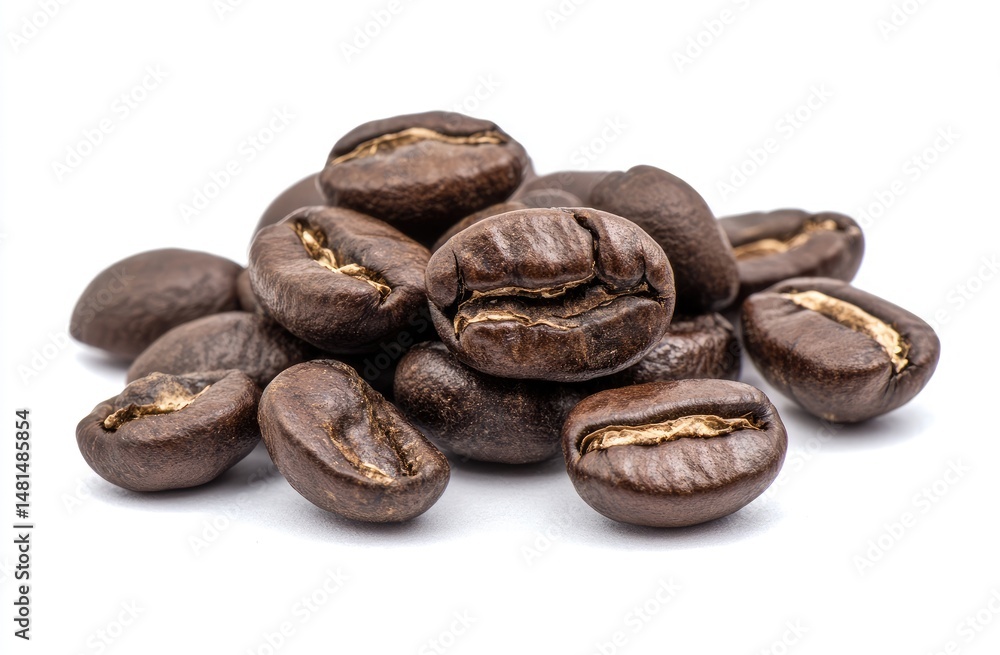 Fototapeta premium Roasted coffee beans clustered together