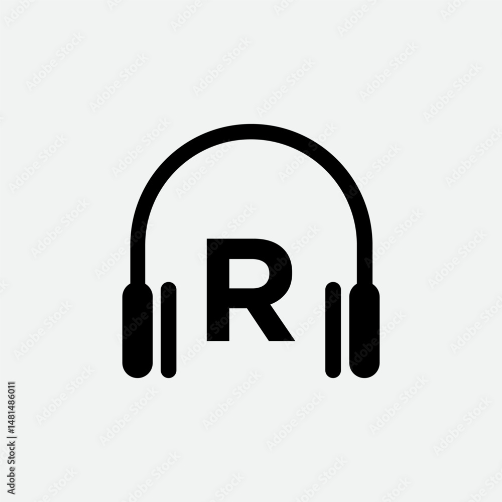 Headphone Template On R Letter.Music And Podcast Logo Design Headphone Concept
Headphone Template On R Letter.Music And Podcast Logo Design Headphone Concept