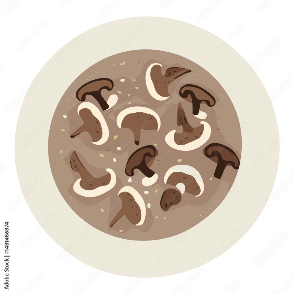Fototapeta premium Mushroom soup illustration plate food vector