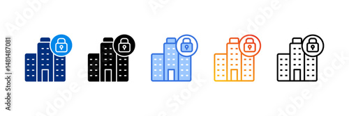 Lock  Icon Set Multiple Style Vector Illustration 