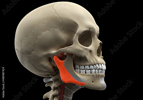Human skull anatomy mandible and tmj