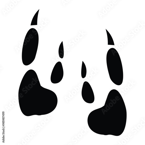 kangaroo footprint paw track silhouette vector flat illustration design