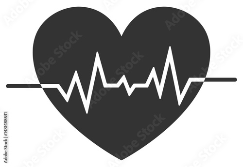 Heart beat pulse flat icon for medical isolated on white background.