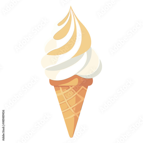 Soft serve ice cream cone illustration dessert vector