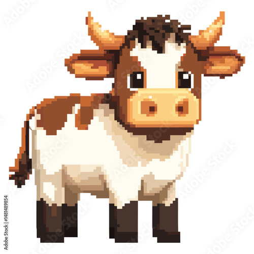 Cow illustration pixelated animal vector