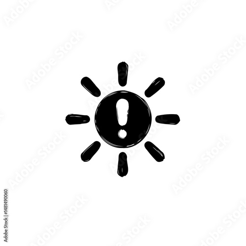 Warning Symbol with Sun-like Rays: Abstract Representation of Alert and Awareness