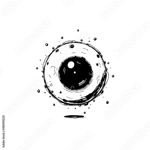 Surreal Eye Graphic: A Stylized Vision in Monochrome, Isolated and Suspended