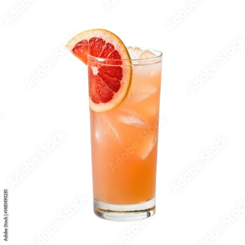 Exquisite grapefruit paloma cocktail in a clear glass with a high contrast side view showcasing its refreshing appeal