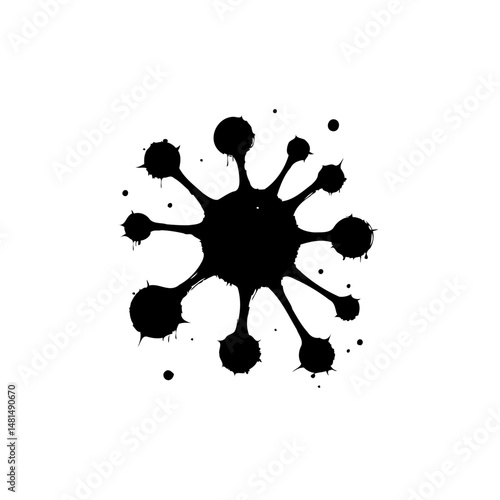 Abstract ink blot illustration creating artistic monochrome silhouette design